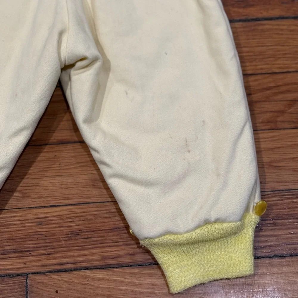 Vintage Baby Snowsuit Bunting Hooded Fleece Lined Zip Opening Puppy Embroidered